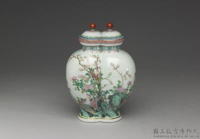 图片[2]-Lidded twin conjoined vase with birds and flowers in falangcai polychrome enamels, Qing dynasty, Qianlong reign, 1736-1795-China Archive